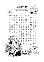 English Worksheet: Alphabet maze