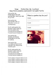 English Worksheet: song:  a perfect day