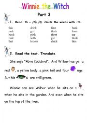 English Worksheet: Winnie the Witch - Reading - Part 3