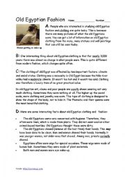 English Worksheet: Old Egyptian Fashion