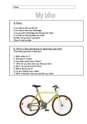 English Worksheet: My bike