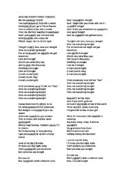 English Worksheet: Give me everything tonight (Song Club)