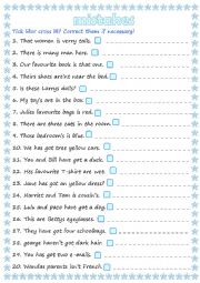 English Worksheet: 20 mistakes be and have got