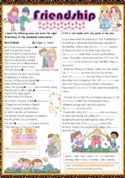 English Worksheet: friendship