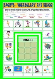 Sports - vocabulary and bingo