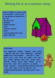 English Worksheet: at a summer camp