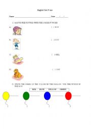 English test for children for Elementary school