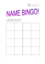 English Worksheet: Name Bingo!