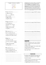 English Worksheet: Imagine by John Lennon