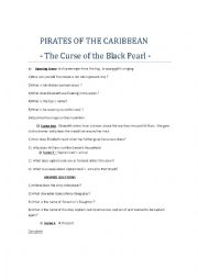 English Worksheet: PIRATES OF THE CARIBBEAN  - The Curse of the Black Pearl