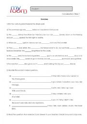 English Worksheet: Conversation Class number 7 - Exercise - Past Simple