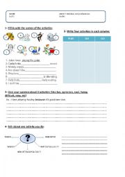 English Worksheet: test on hobbies and preferences