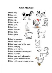 English Worksheet: Reading: Farm Animals