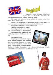 English Worksheet: England