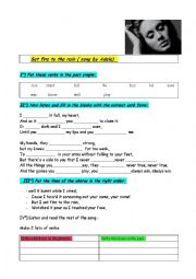 English Worksheet: Song Adele : Set fire to the rain