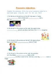 English Worksheet: possessive adjectives