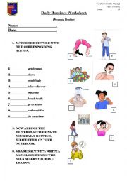 English Worksheet: daily routine worksheet 