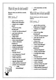 English Worksheet: Past Quiz