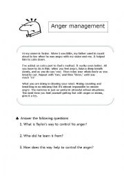 English Worksheet: Anger management