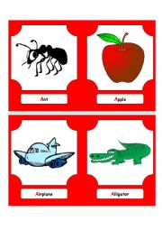 English Worksheet: Alphabet Words - A  (flash cards)