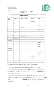 English Worksheet: wordformation