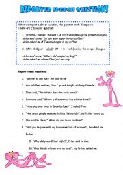 English Worksheet: REPORTED SPEECH QUESTIONS
