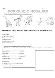 English Worksheet: DINOSAURS!