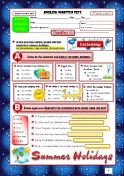 TEST The House+Holidays (7th grade) 1/4 + correction