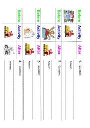 English Worksheet: Before and After School - Constructing Sentences