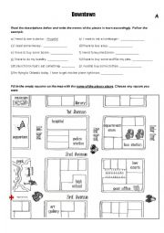 English Worksheet: Places in Town and Directions