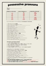 English Worksheet: possessive pronouns and object pronouns