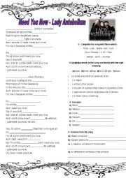 English Worksheet: Need You Now - Lady Antebellum