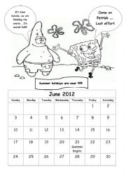 English Worksheet: June Calendar