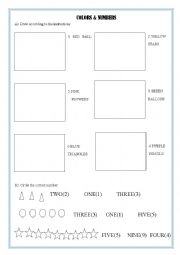 English Worksheet: colors & numbers