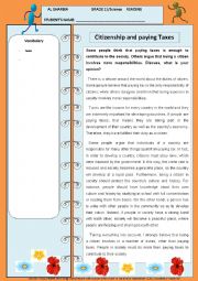 English Worksheet: Citizenship is not only to pay your taxes, its more than this.