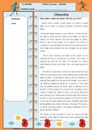 English Worksheet: Citizenship is rights and responsibilities