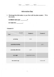 English Worksheet: Information gap