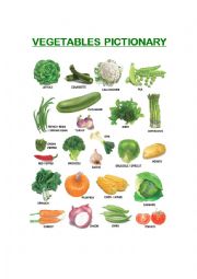 English Worksheet: VEGETABLES - PICTIONARY