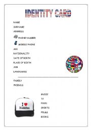 English Worksheet: identity card