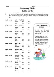 English Worksheet: Guide words - Dictionary Skills