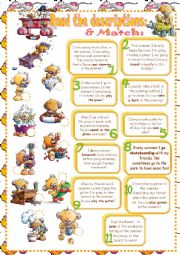 English Worksheet: Teddy descriptions matching