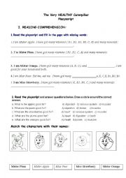 English Worksheet: The Very HEALTHY Caterpillar