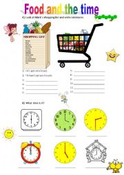 English Worksheet: The food and the time