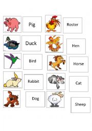English Worksheet: memory animals game