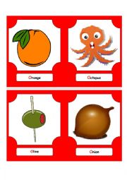 English Worksheet: Alphabet Words - O  (flash cards)