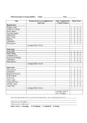 English Worksheet: Self-Assessment on Responsibility