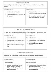 English Worksheet: SPEAKING TEST INTERMEDIATE IN PAIRS 