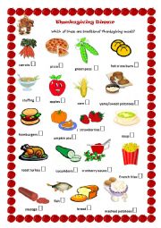 English Worksheet: Thanksgiving Dinner