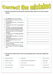 English Worksheet: Correct the mistakes