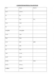 English Worksheet: Common Usage Errors; Homonyms & Homophones